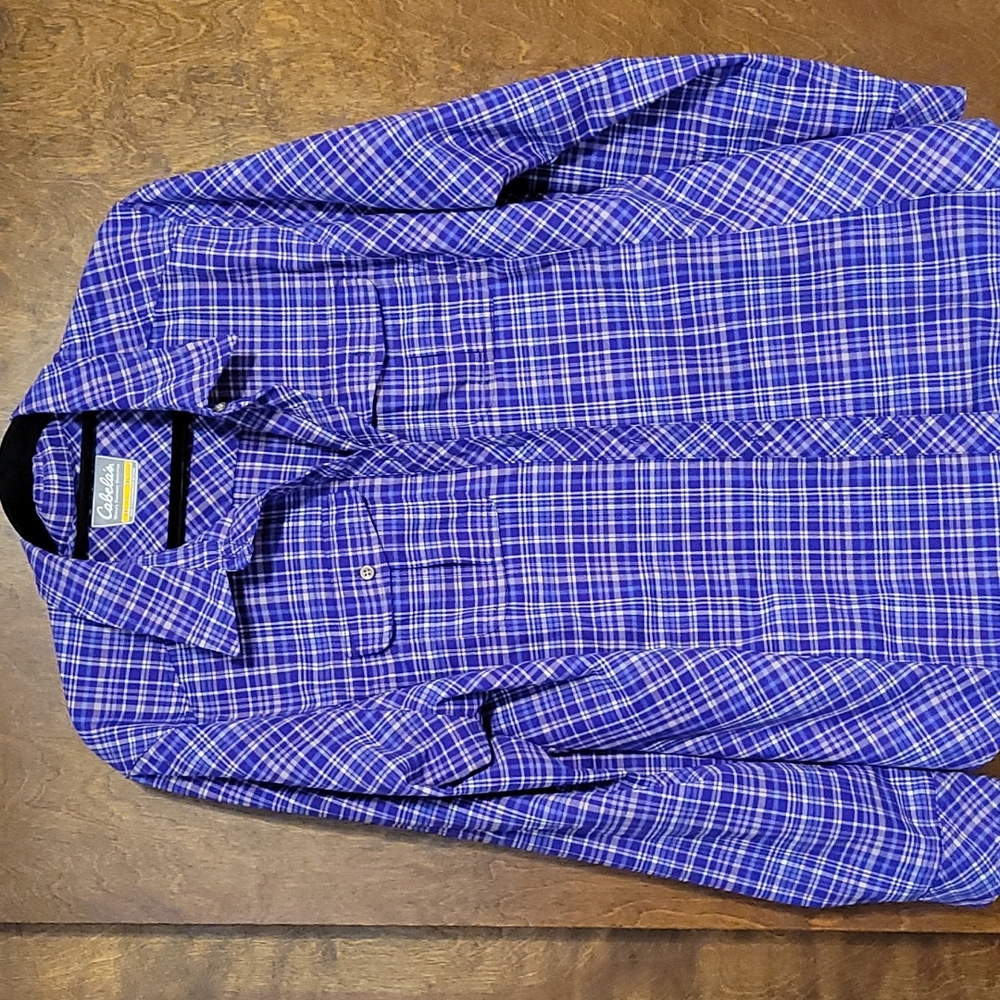 LIKE NEW CABELAS Purple Plaid Shirt XXL